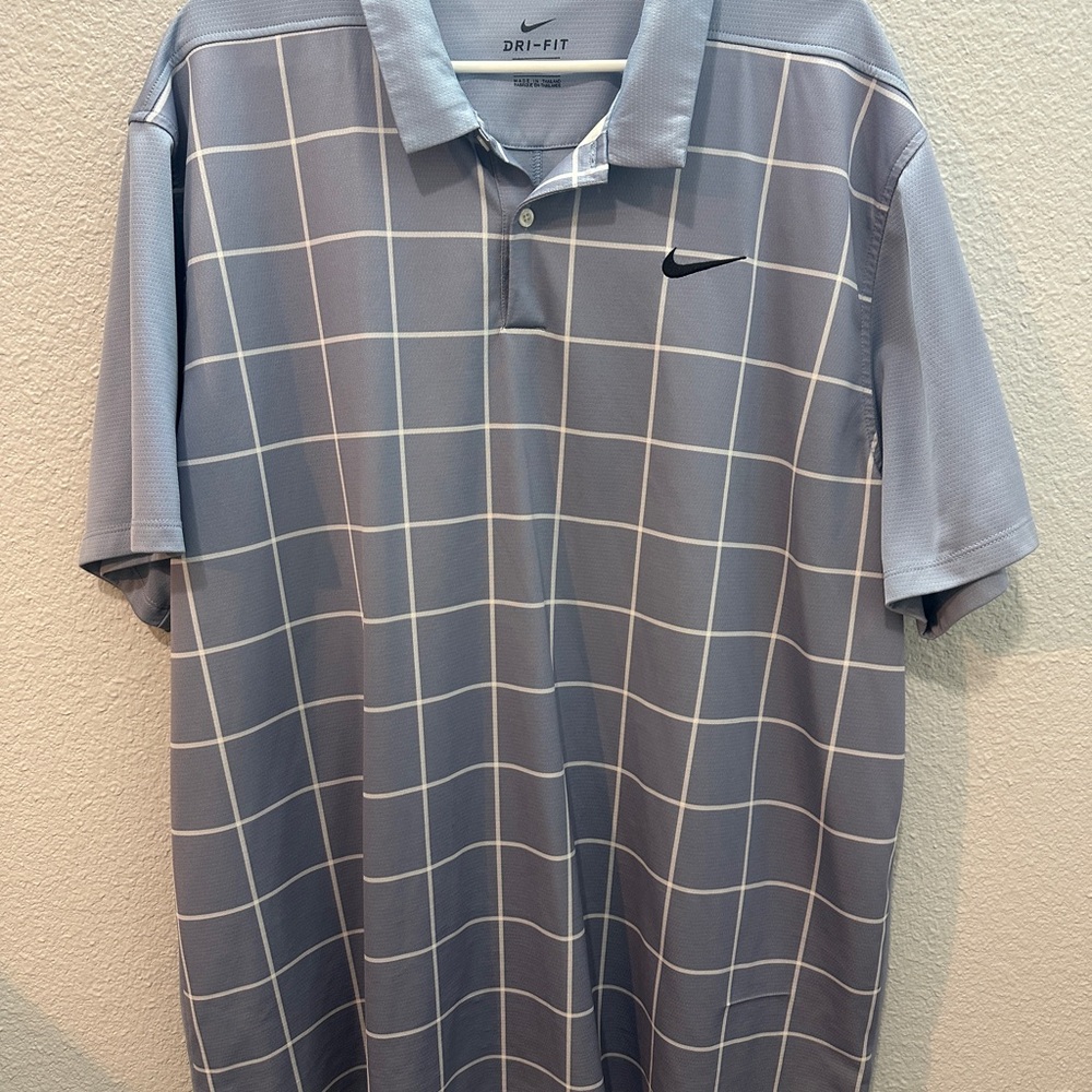 Nike Men's Light Blue Grid Polo Shirt